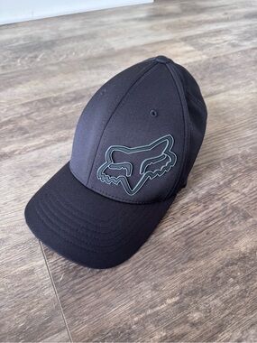 Fox Black Baseball Hat with Black Fox Logo - Size: L/XL